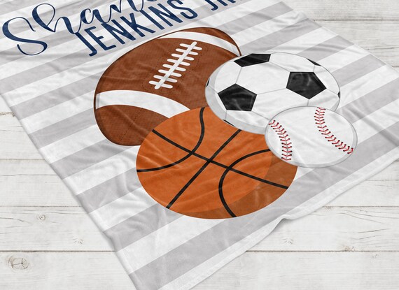 Sports Blanket Sports Personalized Baby Boy Sports Shower Gift Sports Baby Boy Nursery Decor Sport Newborn Baby Shower Gift Sports Theme Etsy
