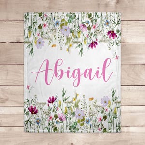 Personalized Wildflower Blanket: Floral Girl Nursery Bedding Gift image 4