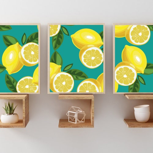 Watercolor Lemon Wall Art Kitchen Lemon Prints or Canvas Etsy