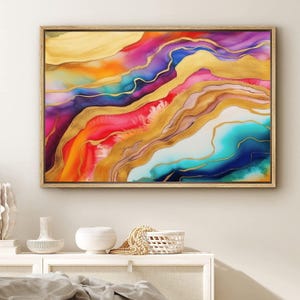 Colorful Abstract Wall Art Print - Colorful Agate Artwork - Colorful Office Wall Art - Abstract Canvas - Large Abstract Pictures Sets of 1