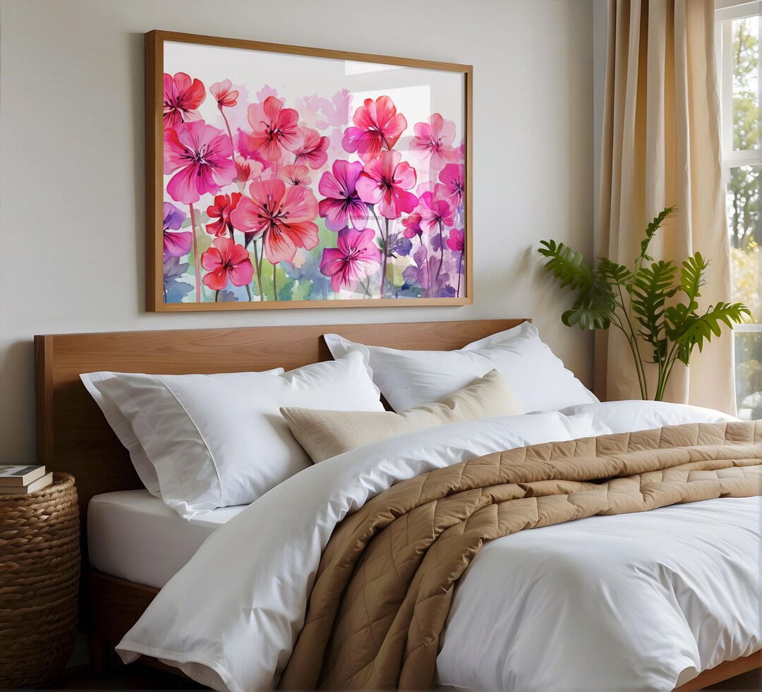 Pink Peony Flower Art: Bedroom Floral Wall Decor Set of 1 - Framed ...