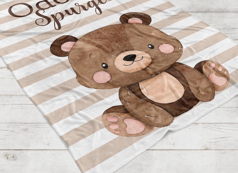 Bear Blanket Baby Boy Teddy Bear Blanket Bear Personalized Etsy
