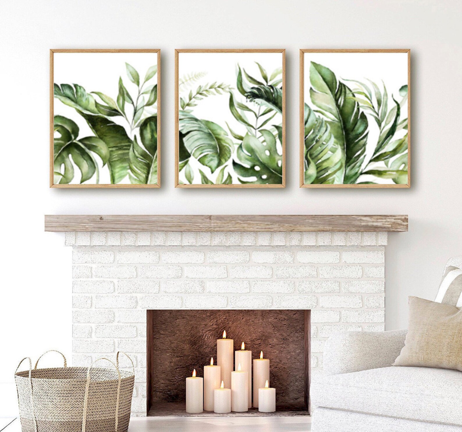 Banana Leaf Wall Art Tropical Leaves Art Prints or Canvas Set Etsy