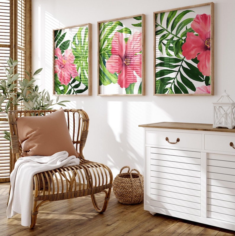 Hibiscus Flower Tropical Wall Art Decor
