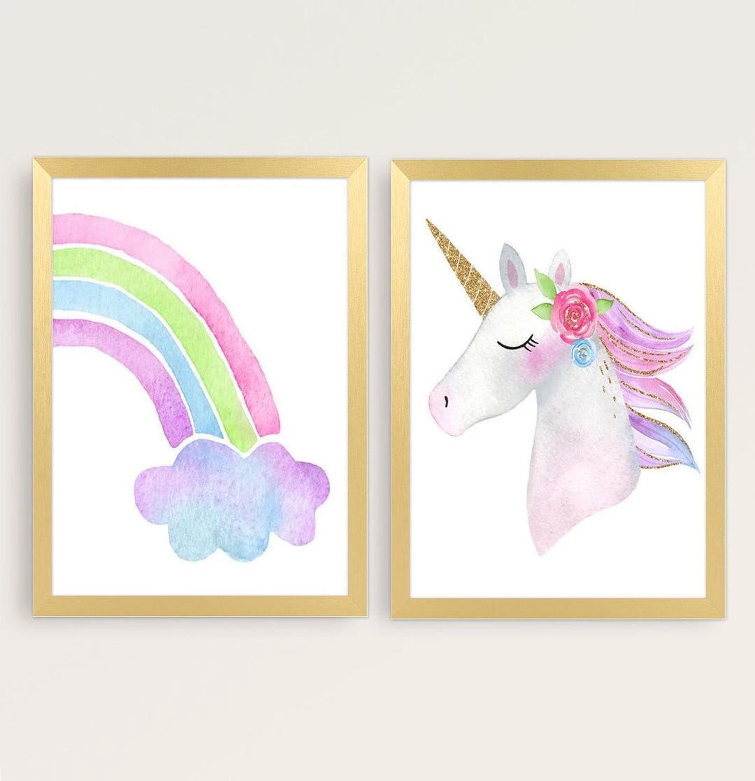 Cuadro En Lienzo Unicornio Y Arco Iris De Patrones Sin Fisuras Aisladas Sobre Fondo Blanco 187451558