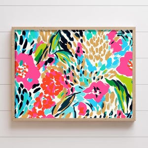 Colorful Flower Wall Art: Preppy Floral Print or Canvas - Framed Options Set of 1