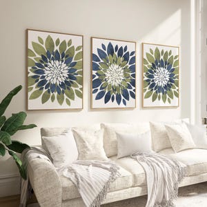 Green Navy Flower Wall Art