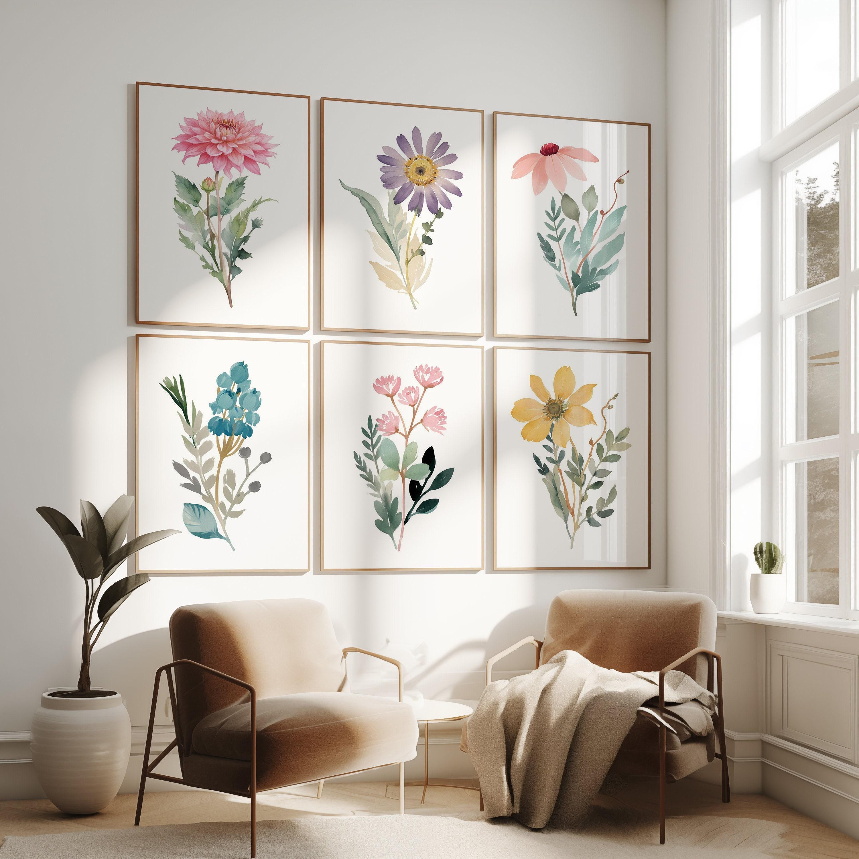 海外購入 洋書 Wildflowers in Watercolour＊インテリア Watercolor Wildflower Wall Art: Botanical Floral Wall Decor Set of