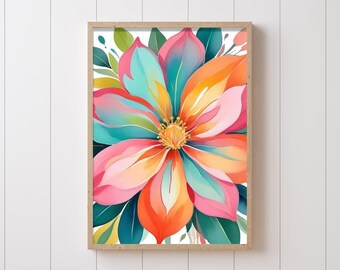 Quadri da parete con fiori colorati: set floreale tropicale di 1 pezzo - Incorniciato, su tela o con stampe artistiche WC