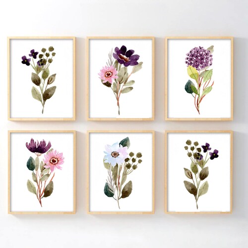 Wildflowers Wall Art Watercolor Wildflower Art Prints or Etsy