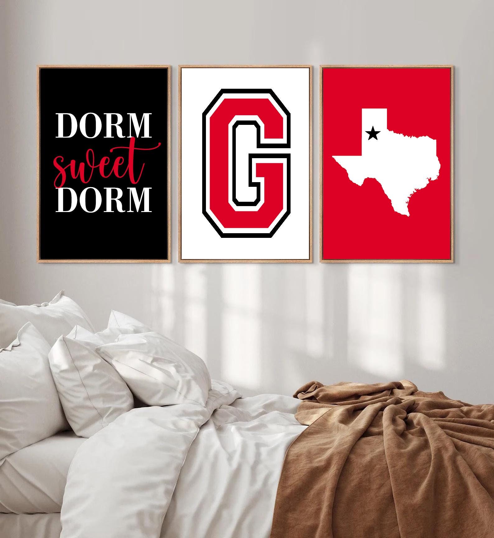 College Dorm Room Wall Art Decor Set of 3 - Personalized