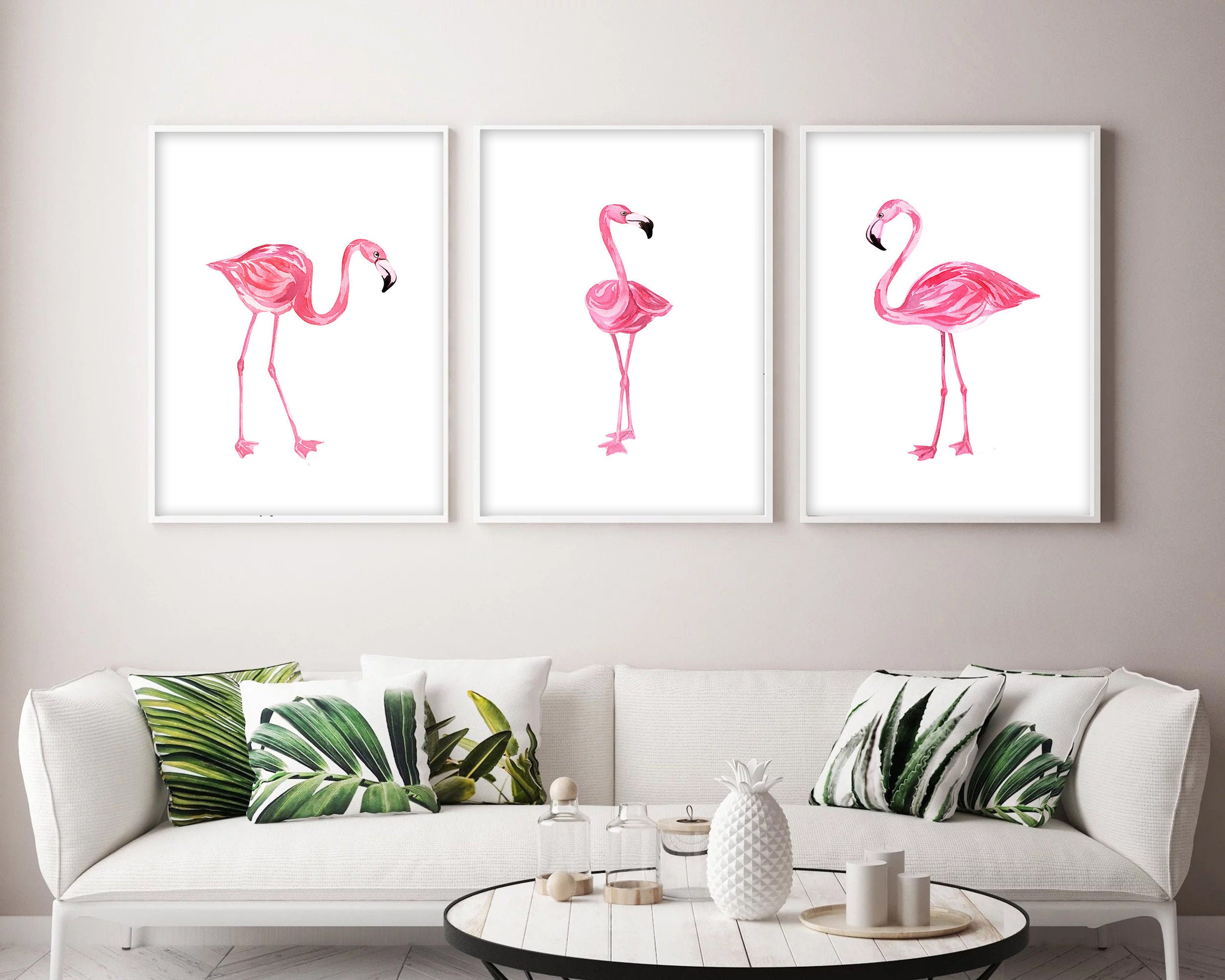 Flamingo Wall Art, Flamingo Prints, Framed Watercolor Flamingos Pictures,  Flamingo Artwork, Flamingo Nursery Wall Decor Canvas Set of 3 - Etsy UK