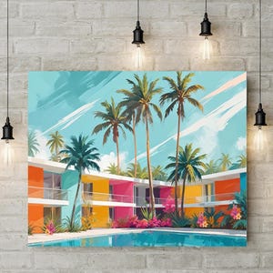 Palm Springs Wall Art: California Hotel Beach Artwork Set of 1 - Framed, Canvas, or Art Prints