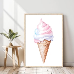 Arte em Casquinha de Sorvete: Decoração de Parede com Doces e Sobremesas - Emoldurada, em Tela ou Impressões Artísticas