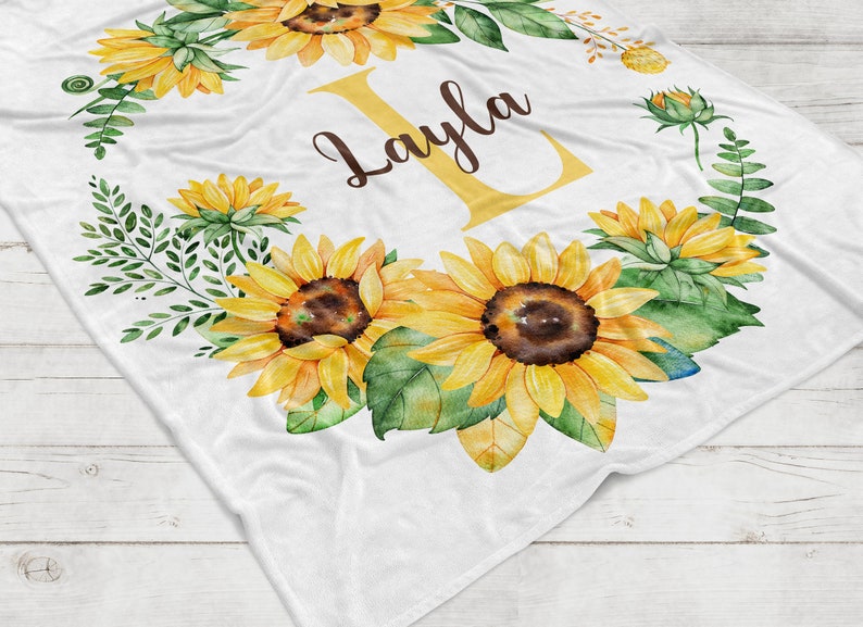 Baby Girl Sunflower Blanket Sunflower Personalized Baby Etsy