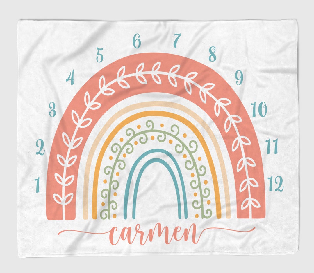 Rainbow Milestone Blanket Rainbow Baby Girl Blanket Rainbow Etsy