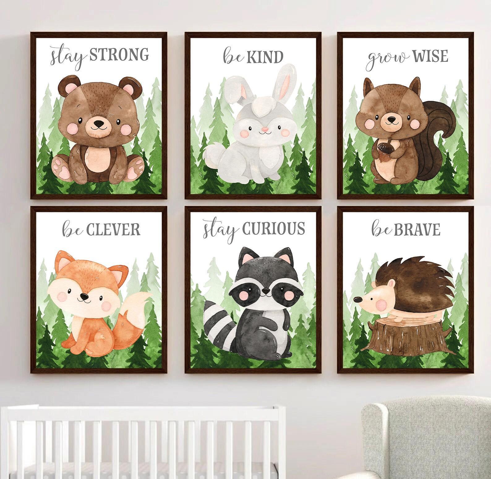 Woodland Animals Nursery Wall Art: Forest Animal Quotes Set of 6 ...