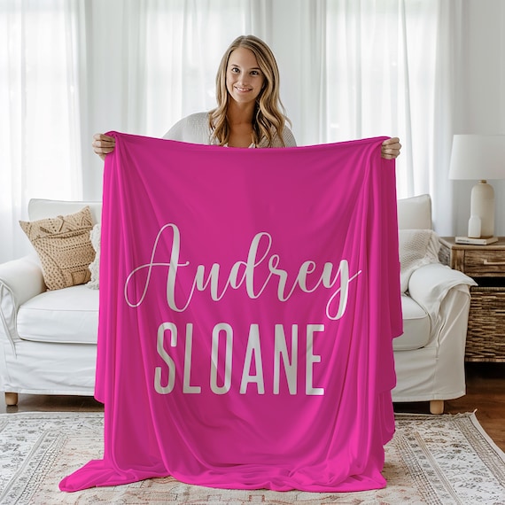 Personalized Hot Pink Blanket: Baby Girl Nursery Bedding