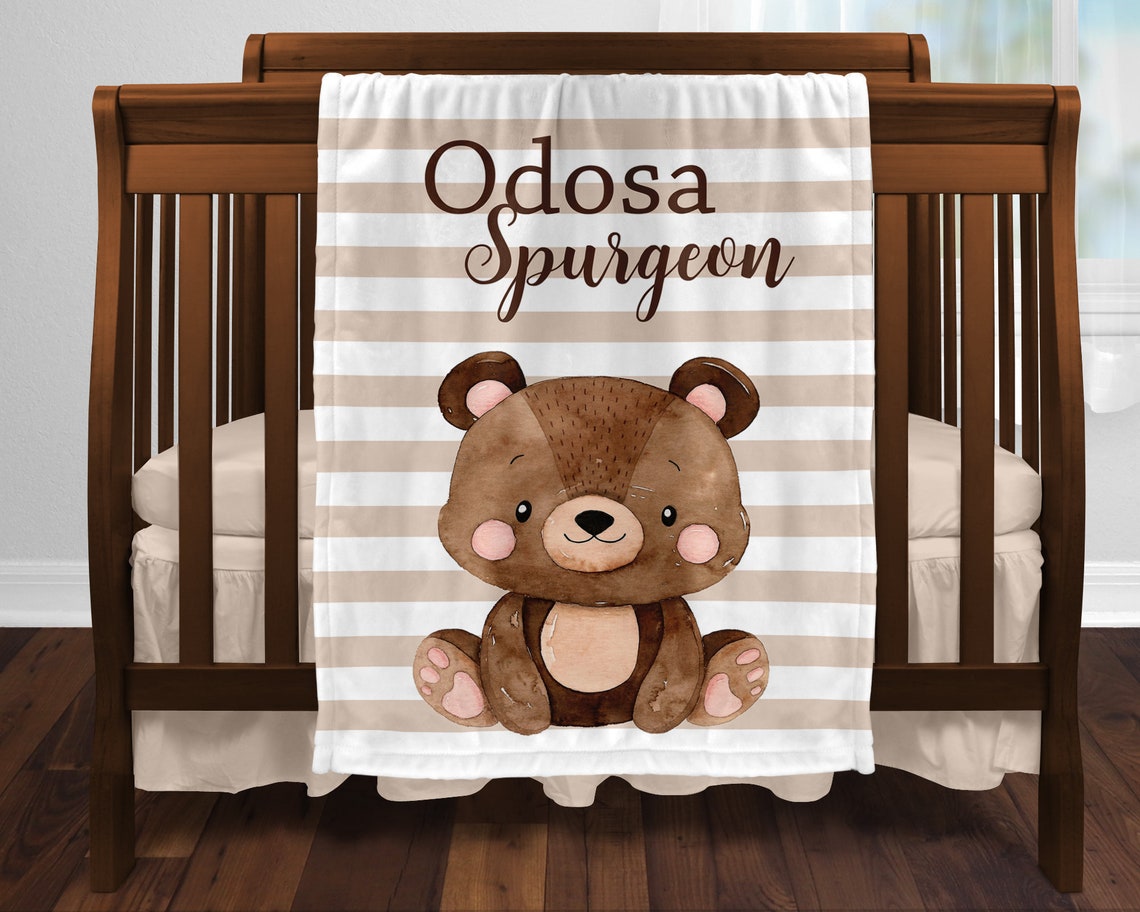 Bear Blanket Baby Boy Teddy Bear Blanket Bear Personalized Etsy
