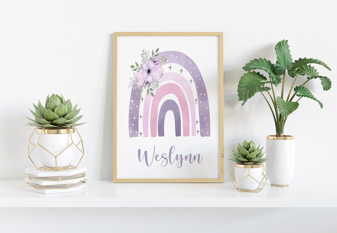Rainbow Girl Name Digital Download Printable Purple Rainbow Name