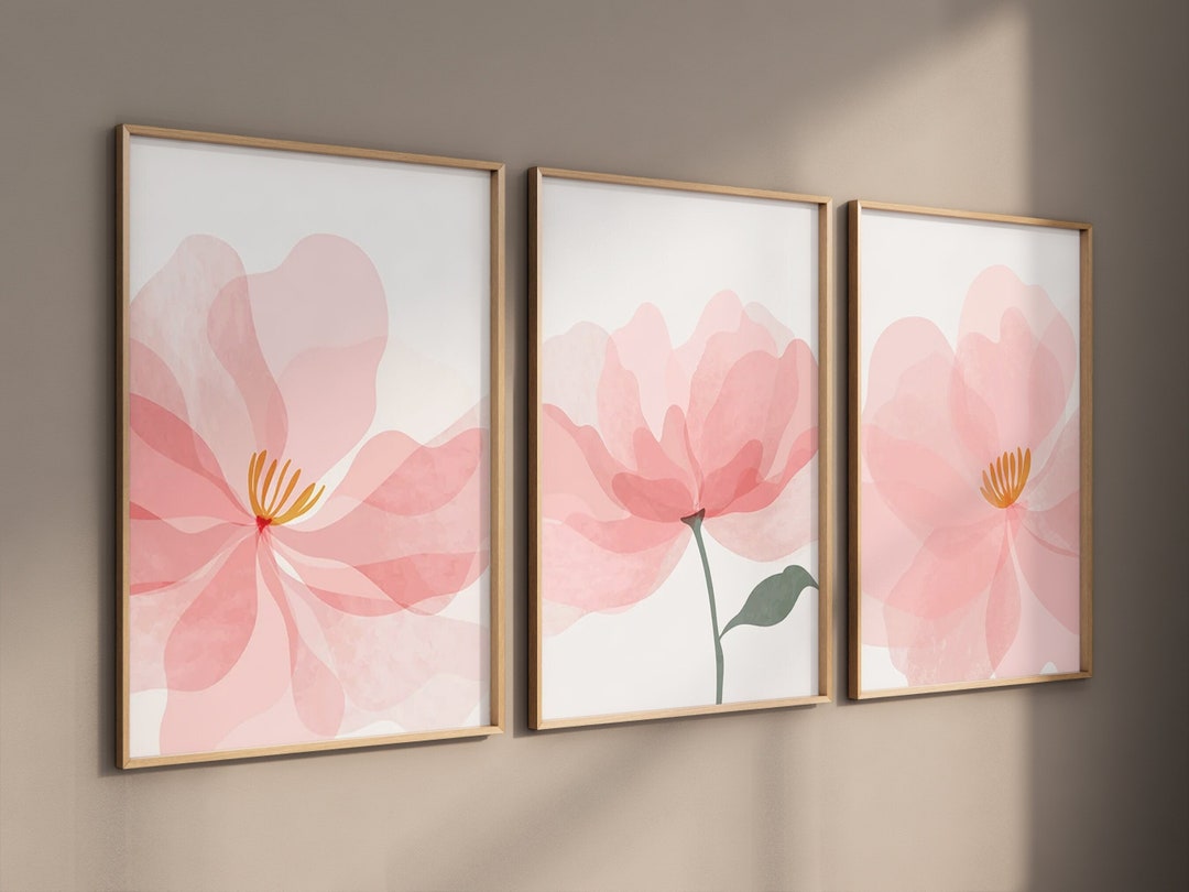 Pink FLOWER Wall Art Pink Floral Art Prints Frames or Canvas Etsy