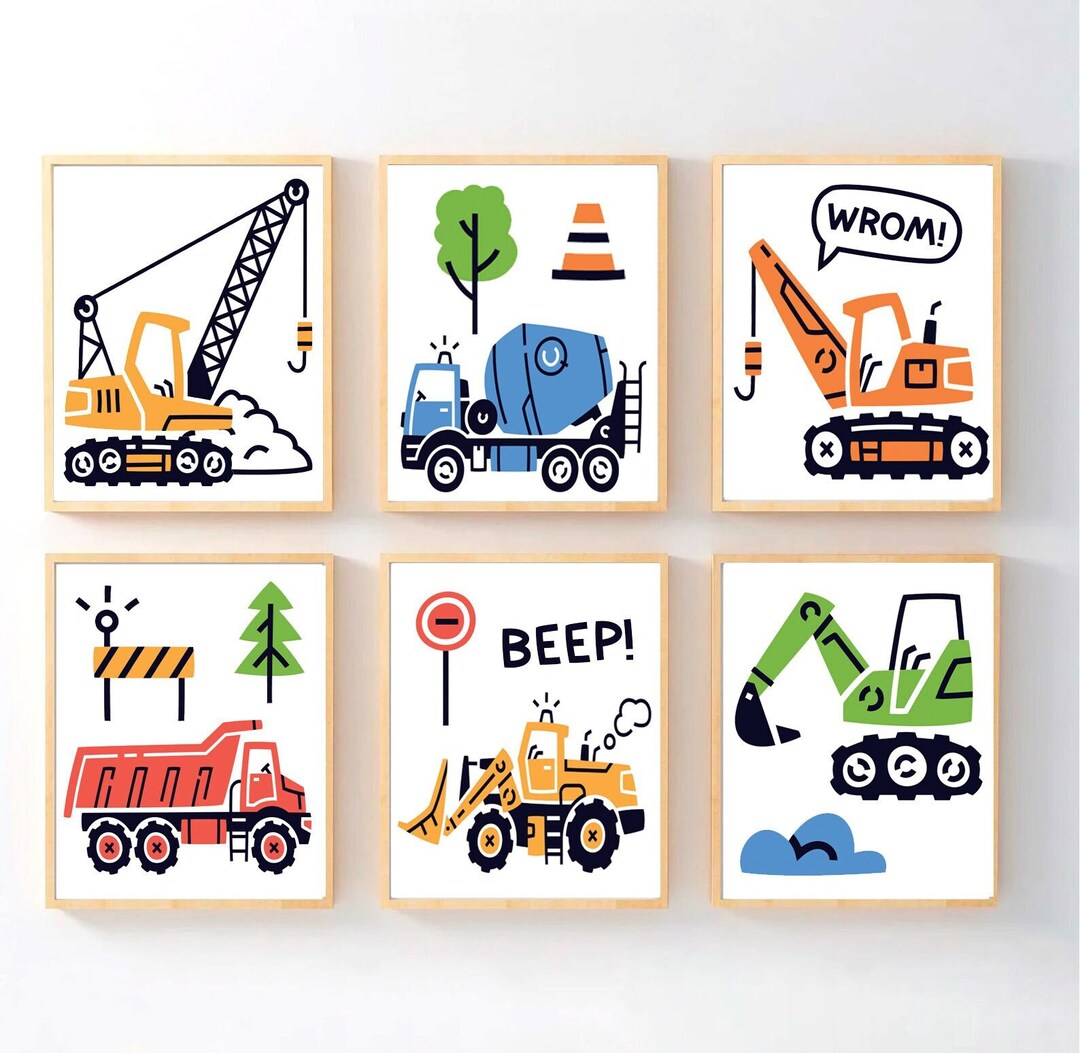 Construction Trucks Wall Art Boy Construction Truck Wall Art Prints