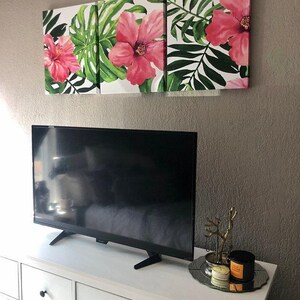 Hibiscus Wall Art - Pink Tropical Flower Art - Watercolor Tropical Floral Artwork - Tropical Hibiscus Wall Decor Set of 3 WC image 6