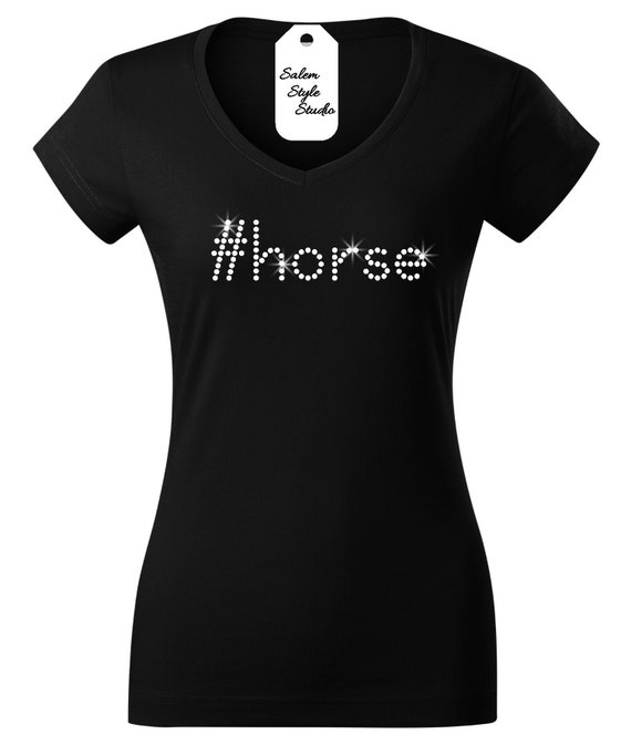 Hashtag Horse Tshirt with rhinestone Bling horse shirt Etsy