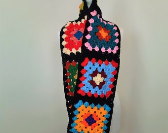 Crochet Scarf / Granny Squares Crochet Scarf / Afghan Scarf / Handmade Scarf / Granny Squares / Rainbow Scarf / Colourful Scarf / Cosy Scarf