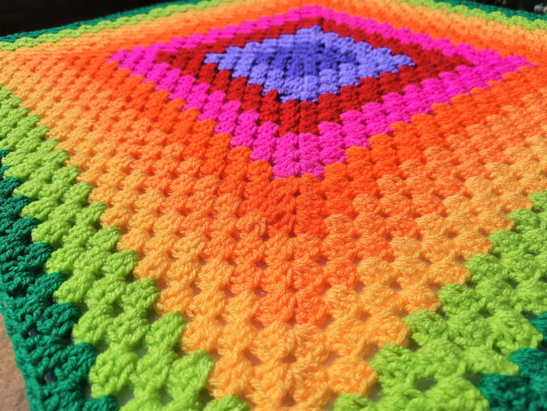 Crochet Blanket / Granny Square Blanket / Rainbow Blanket / Etsy