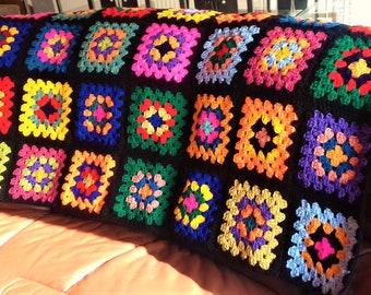 Handmade Chunky Acrylic Granny Square Crochet Blanket