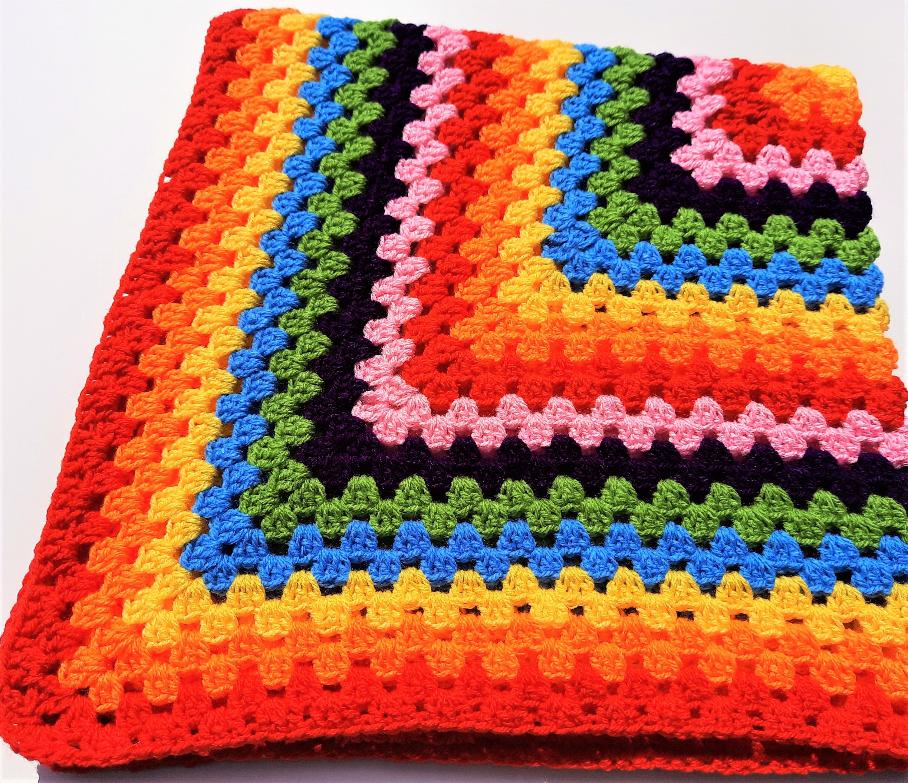 Crochet Blanket / Granny Square Blanket / Rainbow Blanket / Etsy UK