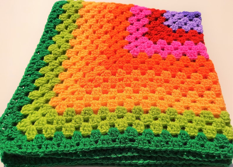 Crochet Blanket / Granny Square Blanket / Rainbow Blanket / Etsy