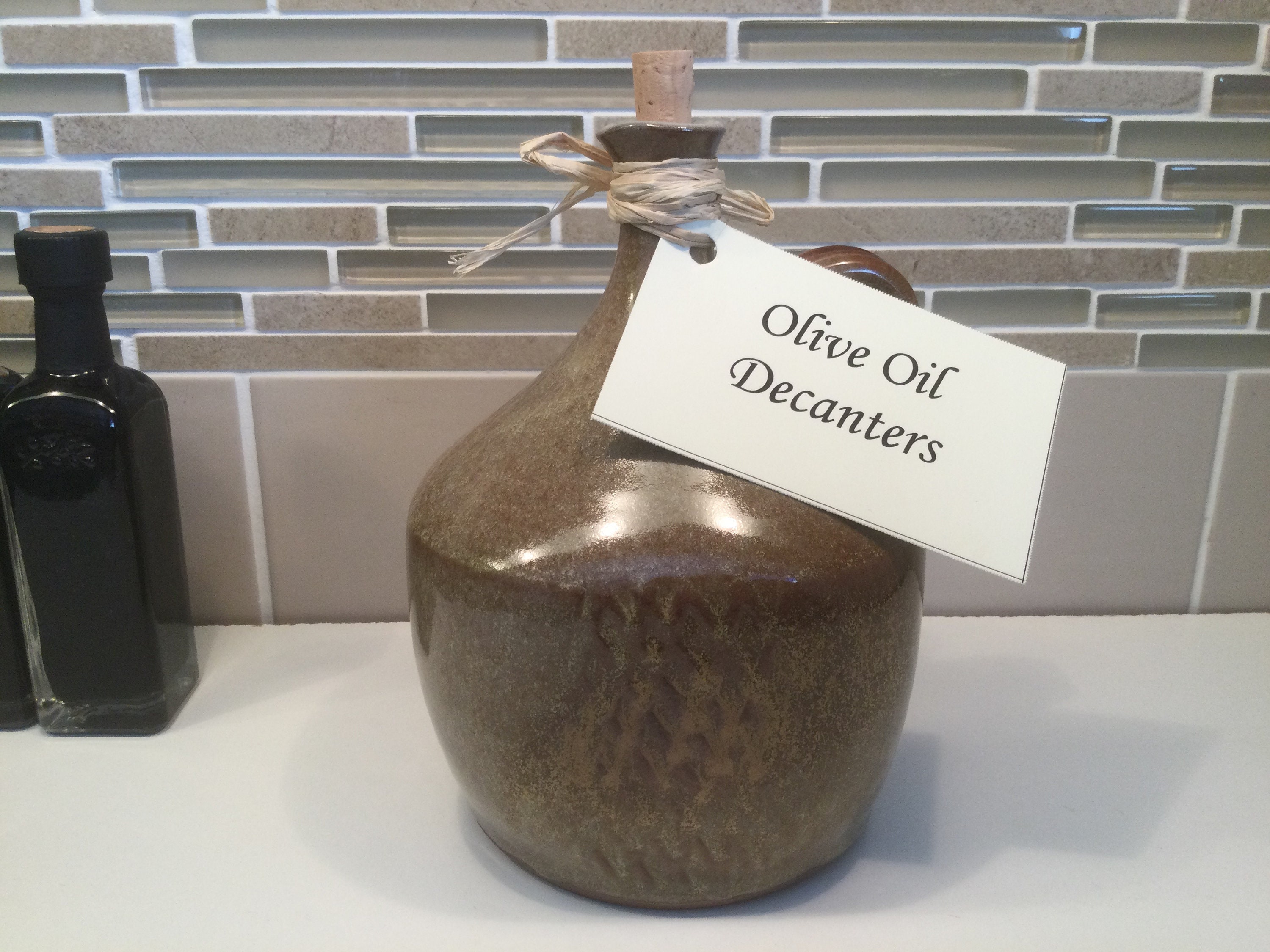 Olive Oil Decanter Olive Oil Decanter with Cork Olive Oil Etsy