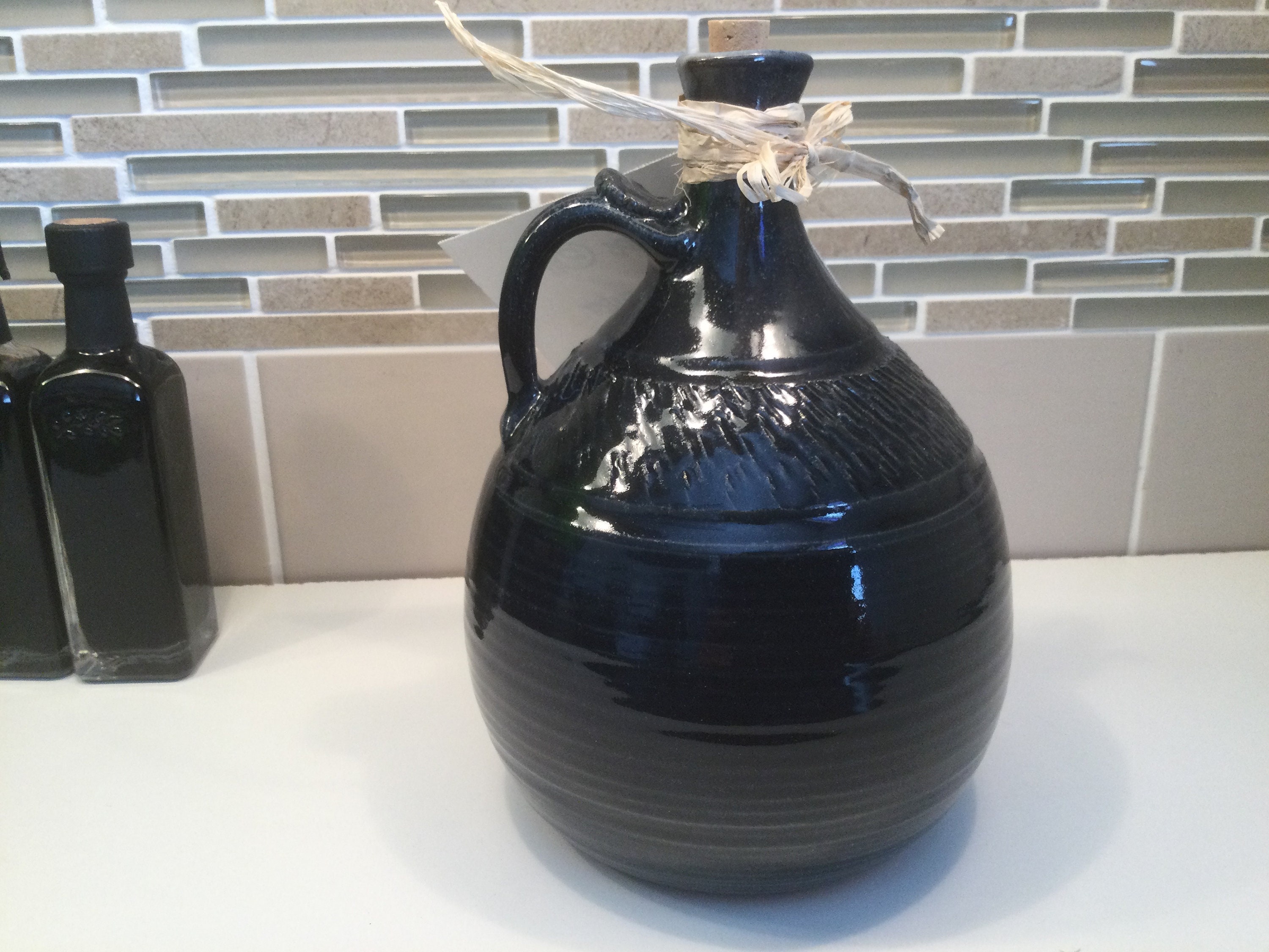 Stoneware Olive Oil Decanter with cork. Ceramic Olive Oil Etsy