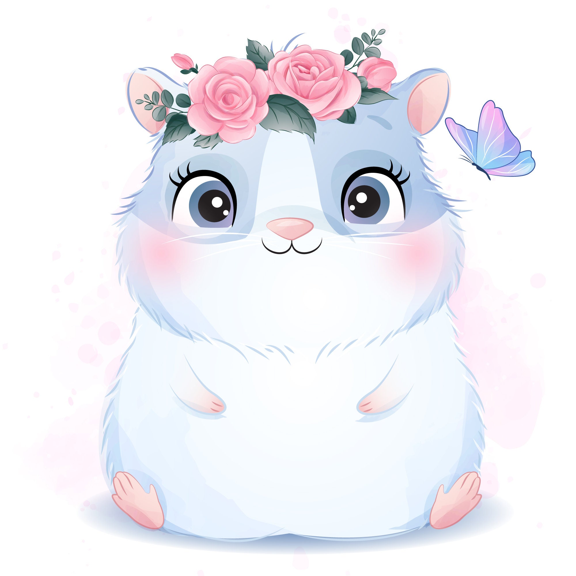Cute Hamster Clipart With Watercolor Illustration - Etsy