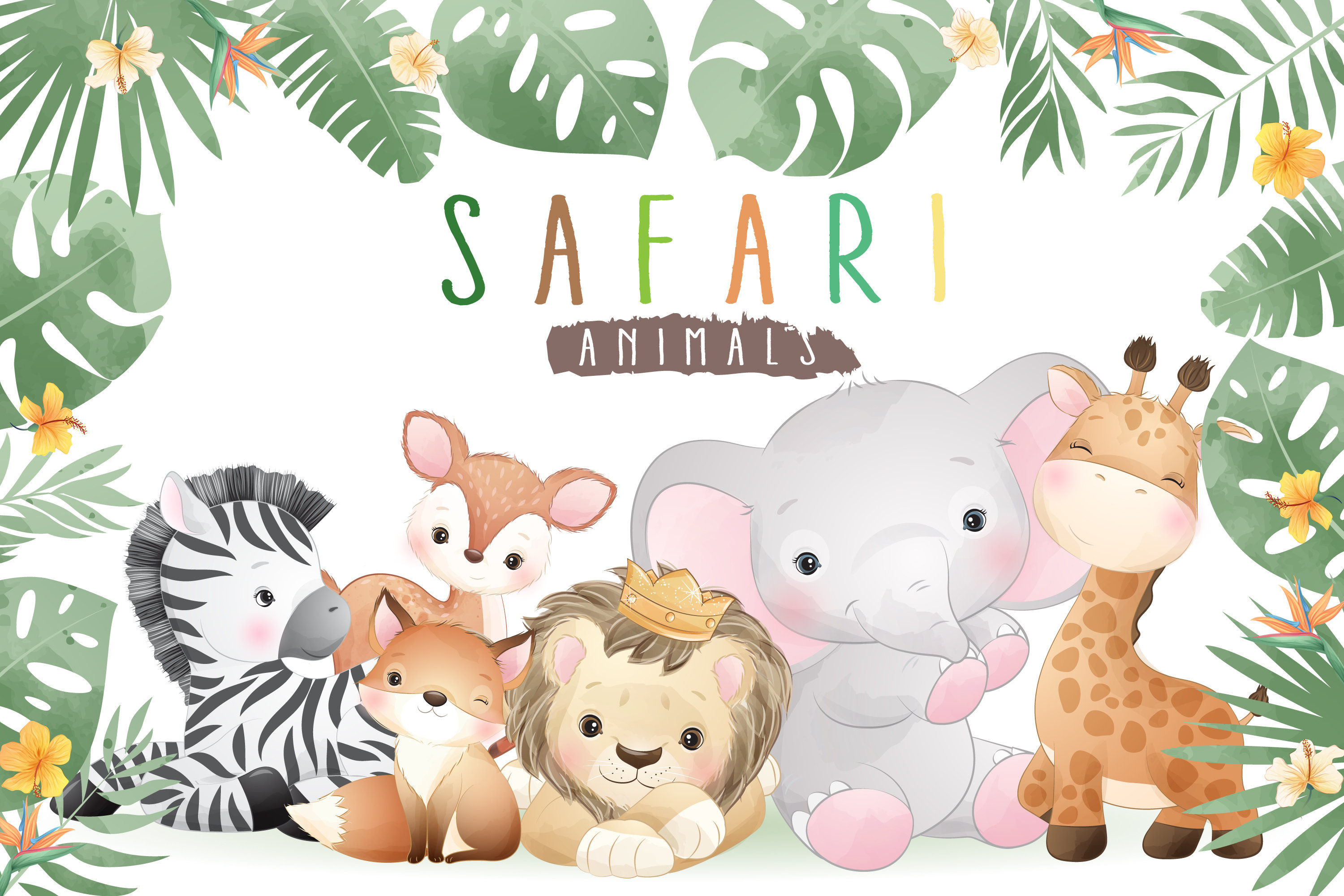 safari cartoon animals vector