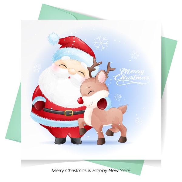 Cute santa claus for merry christmas greeting card clipart