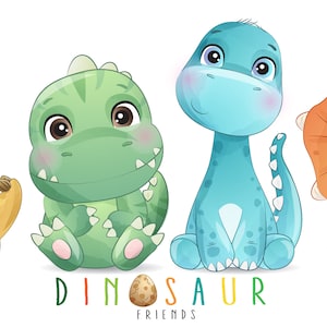Cute dinosaur friends digital clipart set