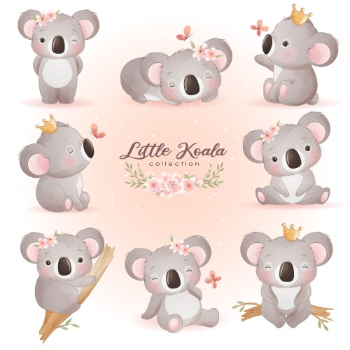 Cute Little Koala Poses Clipart With Watercolor Illustration - Etsy Cute Little Koala Poses Clipart With Watercolor Illustration - Etsy