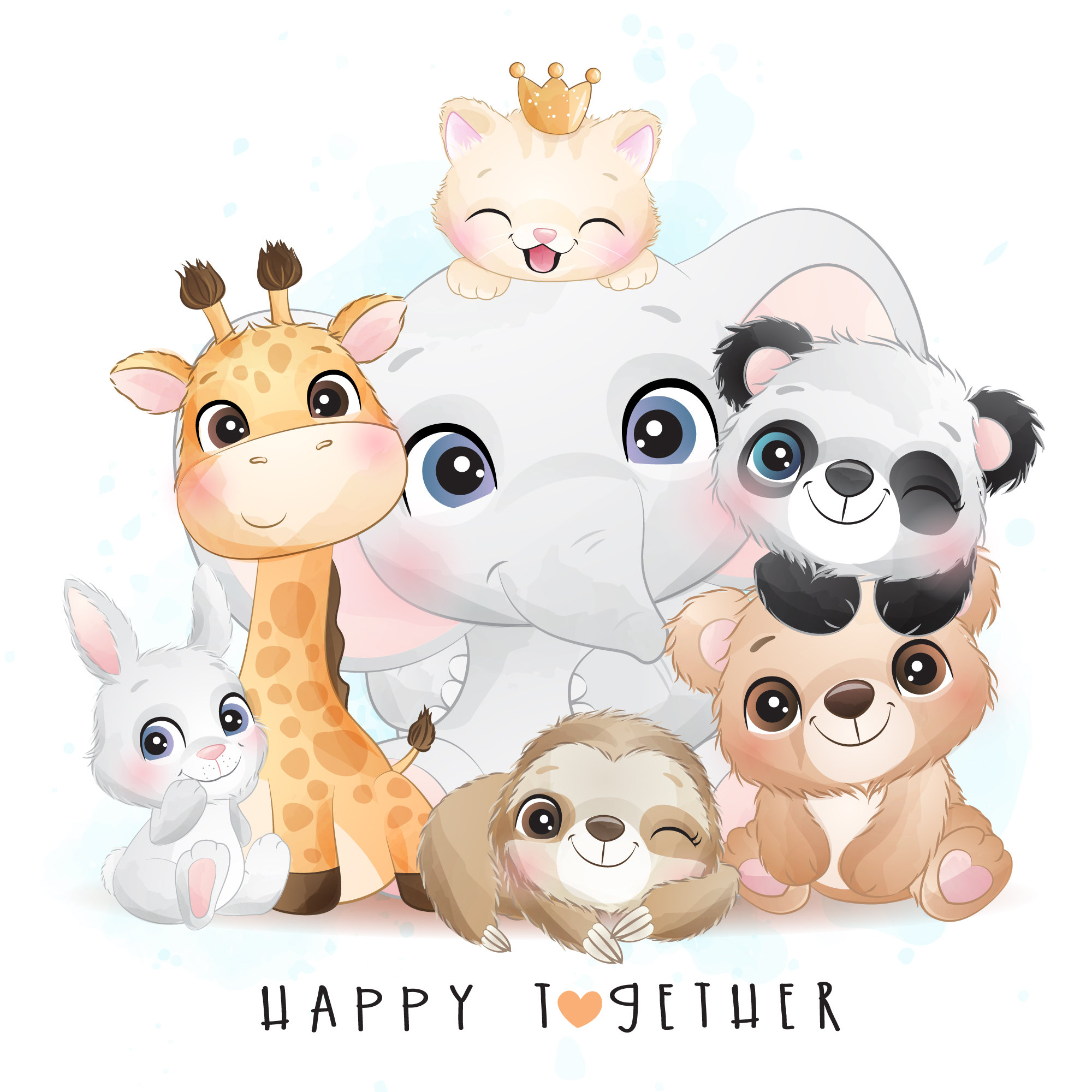 Cute Animals Clipart With Watercolor Illustration - Etsy Cute Animals Clipart With Watercolor Illustration - Etsy