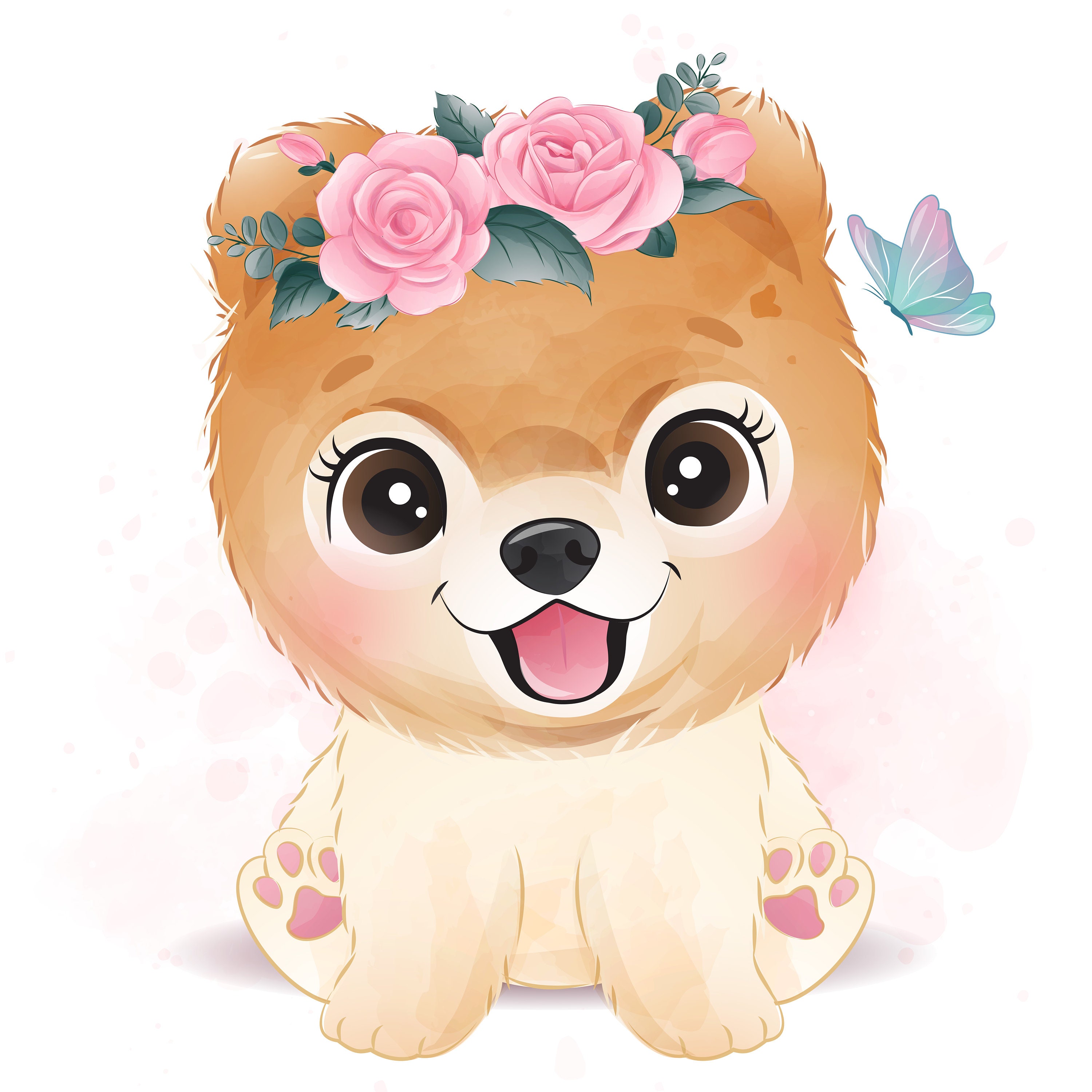 Cute Dog Illustration
 Cute Dog Clipart With Watercolor Illustration Etsy UK