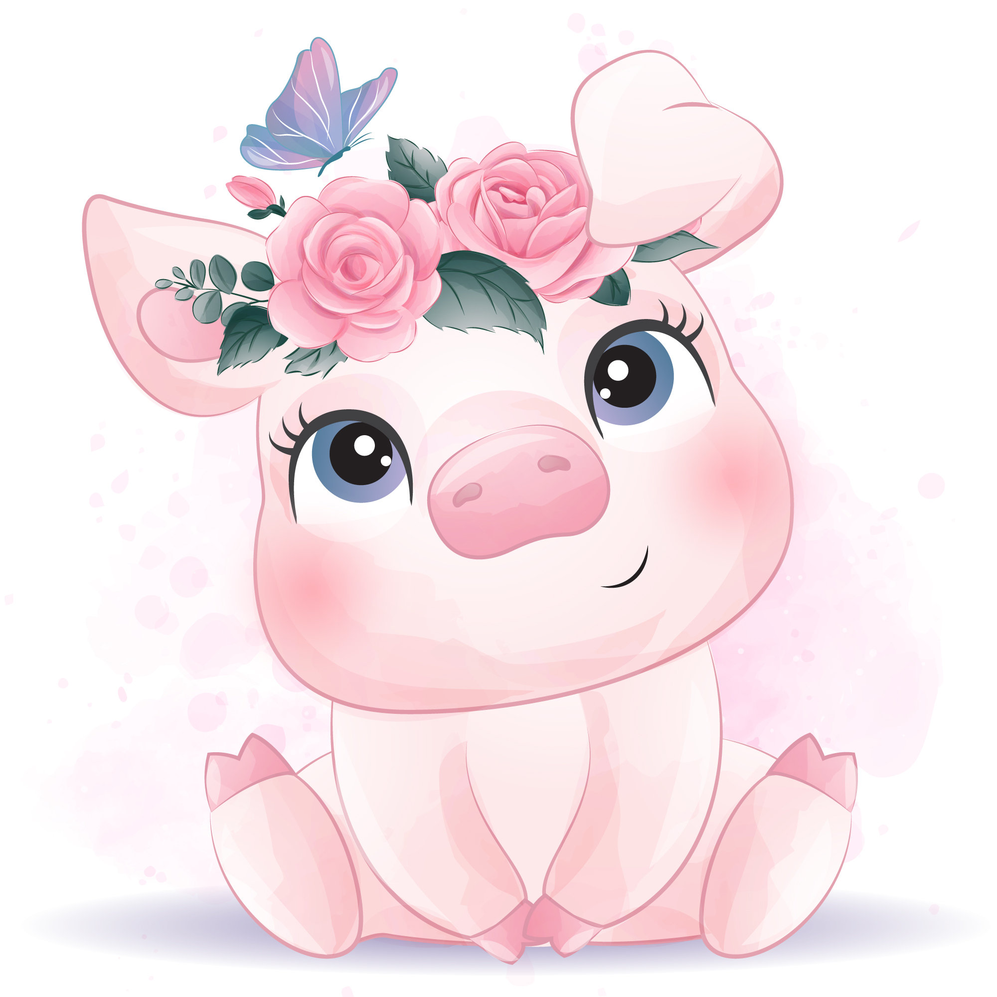 Cute Cartoon Pig - Etsy