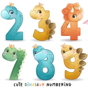 Süße Dinosaurier Nummerierung Clipart-Set
