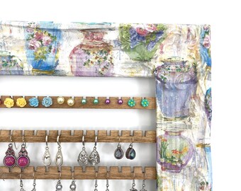Antique Vase Jewelry Holder, Floral Embellished Jewelry Frame, Unique Jewelry Display, Jewelry Storage Solution, All in One Jewelry Storage