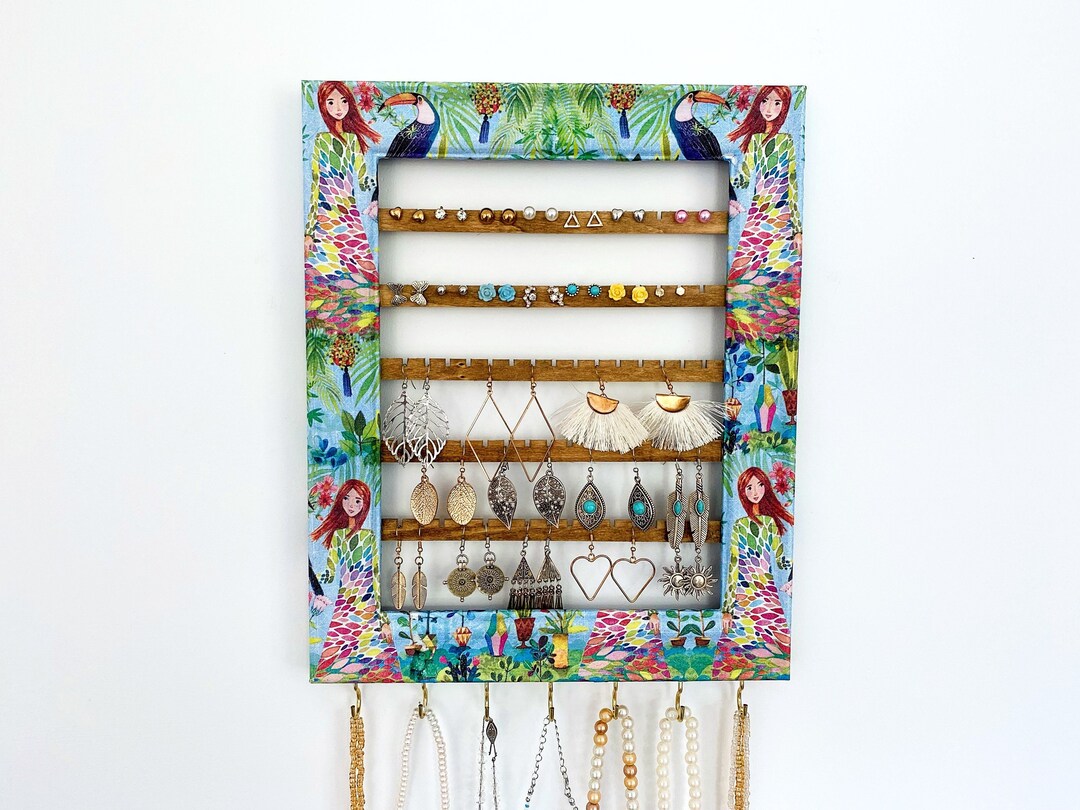 Wall Hanging Jewelry Display/ Framed Jewelry Organizer/ Vintage Jewelry ...