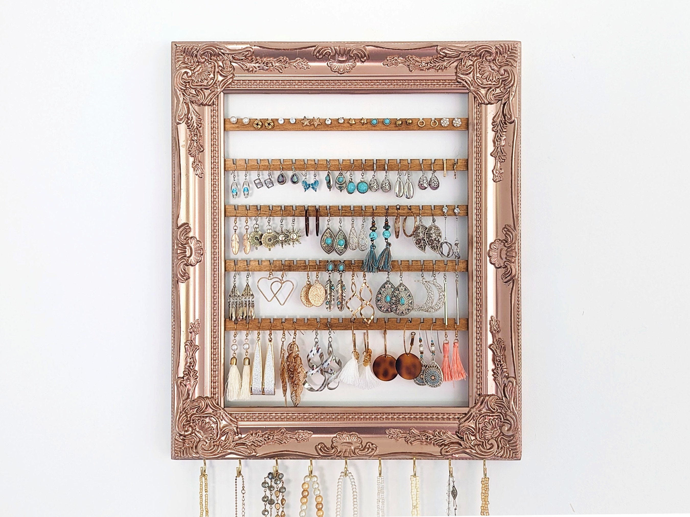 Angelynn's Stud Earring Holder Organizer Wall Mount Jewelry Storage Rack, Earring Angel Blue