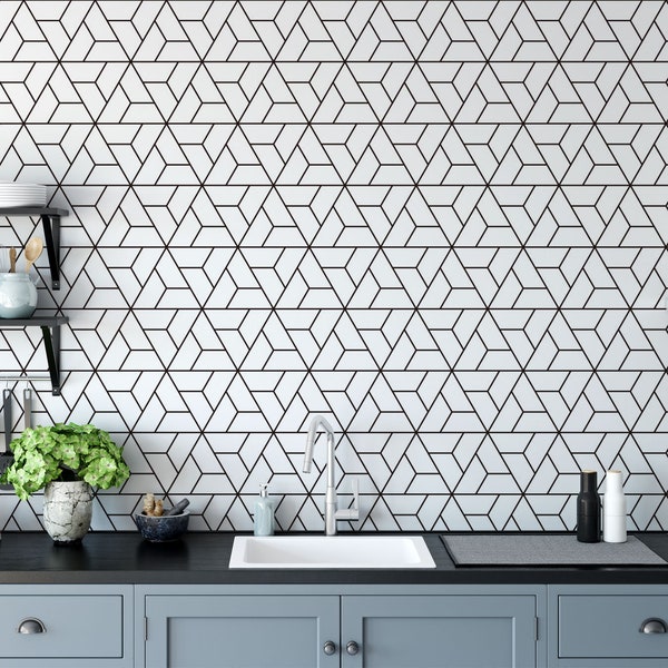 Geometric Wallpaper. Removable Wallpaper. Modern Wallpaper. Bathroom Wallpaper. Peel and stick. Self-adhesive Wallpaper. 247