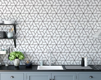Geometric Wallpaper. Removable Wallpaper. Modern Wallpaper. Bathroom Wallpaper. Peel and stick. Self-adhesive Wallpaper. 247
