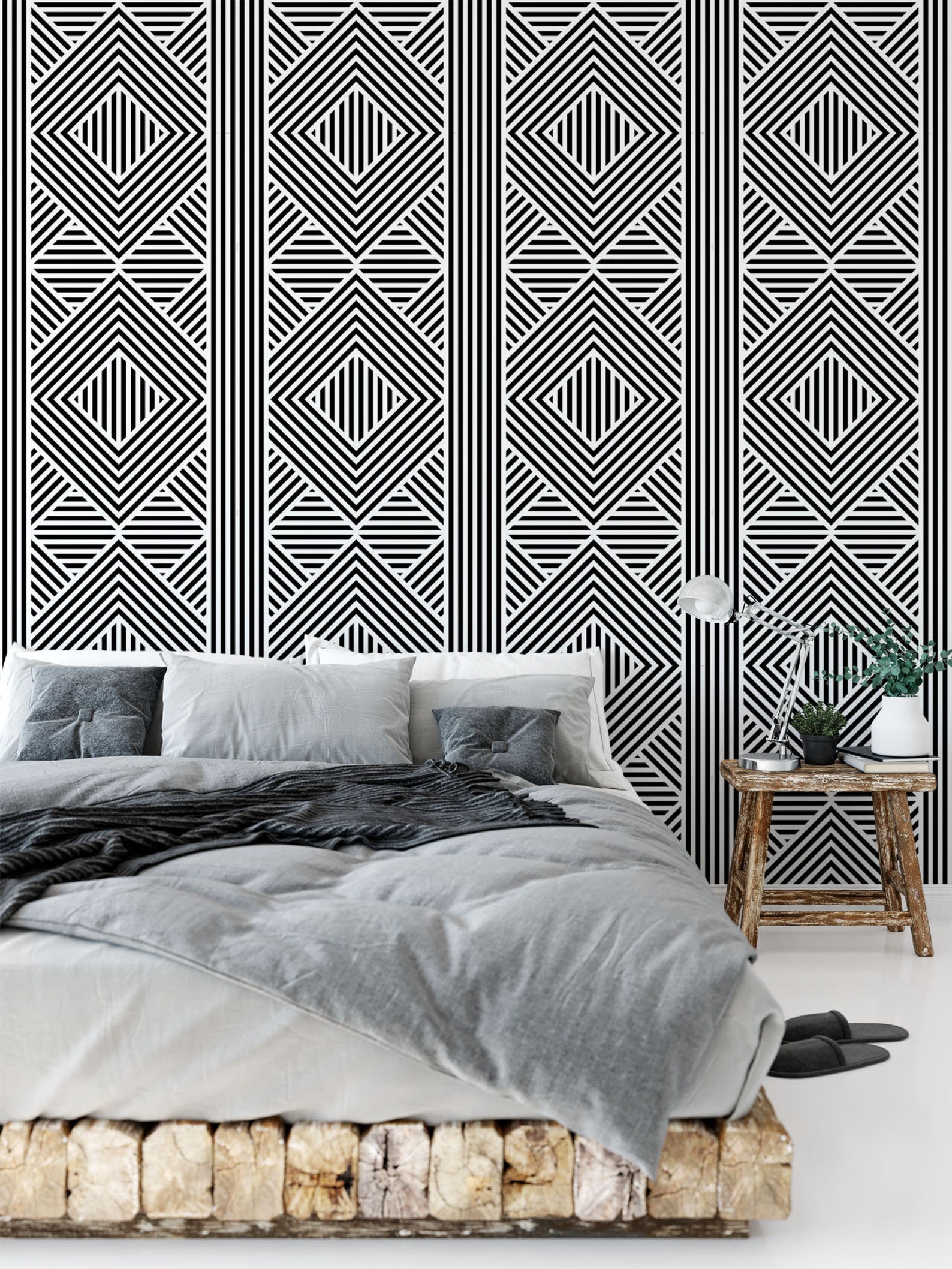 Geometric Wallpaper. Removable Wallpaper. Modern Wallpaper. Etsy